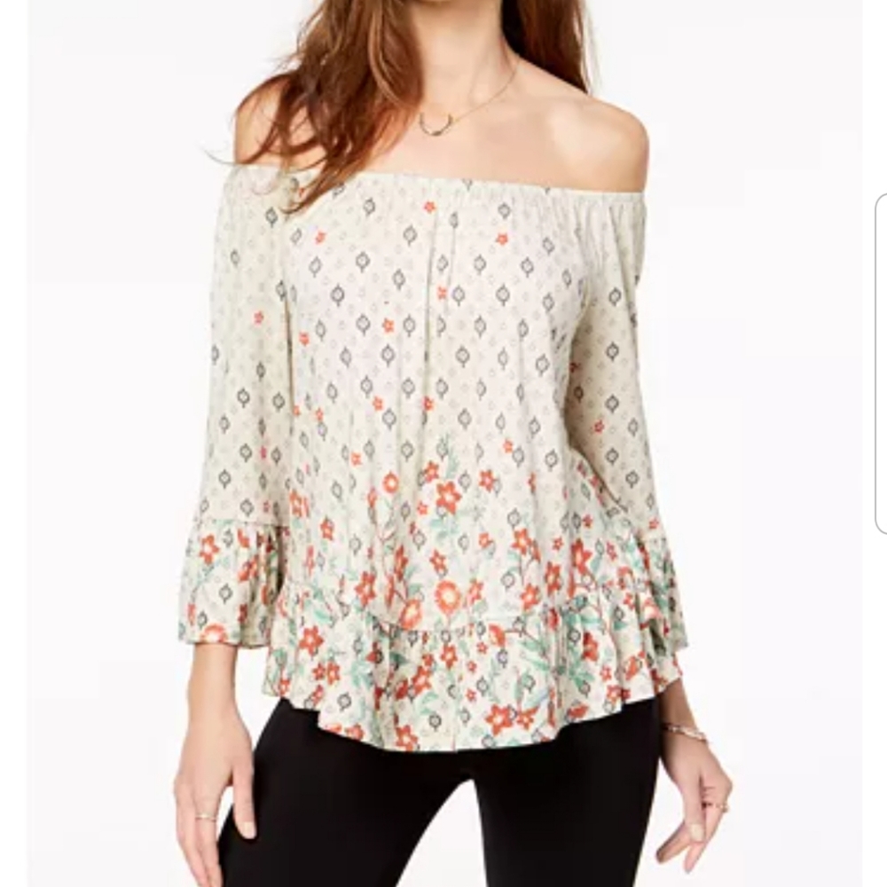 Style & Co Floral Boho Ruffle Top XL